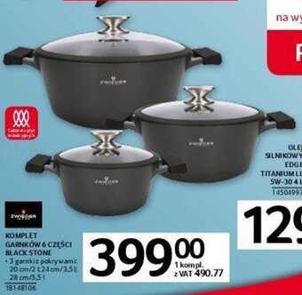 Selgros Zwieger Komplet garnków 6 części Black Stone oferta