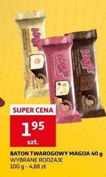 Auchan Batonik z masy twarogowej kawałkami galaretki w czekoladzie magija oferta