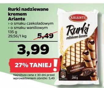 Netto Rurki waflowe z nadzieniem czekoladowym ariante oferta