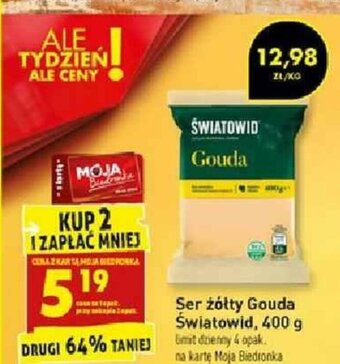 Biedronka Ser żółty Gouda Światowid 400g oferta