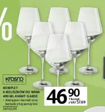 Selgros Krosno komplet 6 kieliszków do wina 490ml avant-garde oferta