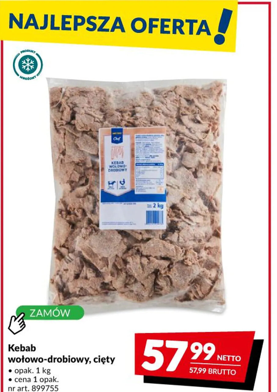 Promocja Makro Kebab wołowo drobiowy cięty 1kg w Makro
