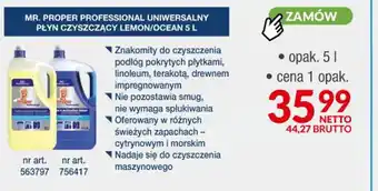 Makro Mr.Proper  professional uniwersalny płyn czyszczący lemon/ocean 5l oferta