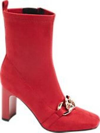 Deichmann Czerwone botki na obcasie oferta
