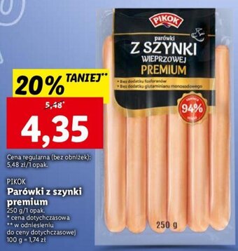 Lidl Pikok Parówki z szynki premium 250g oferta