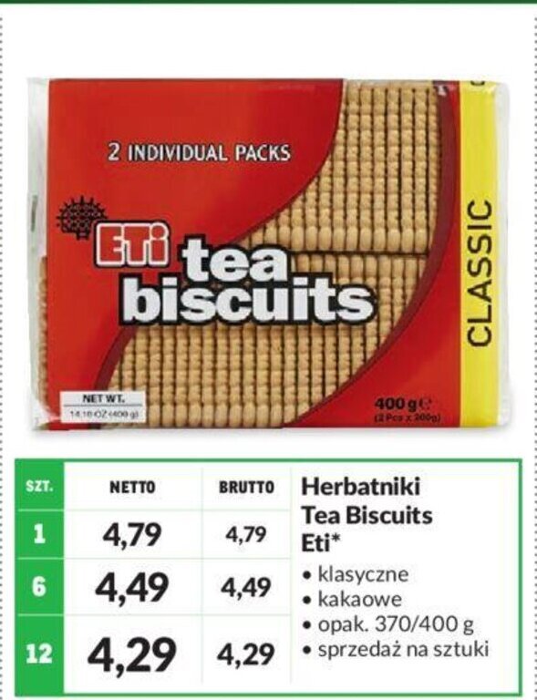 Promocja Eti Herbatniki Tea Biscuits 370/400g w Makro