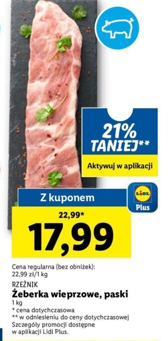 Lidl Rzeźnik Żeberka wieprzowe 1kg oferta