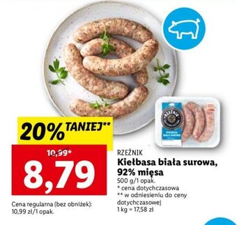 Lidl Rzeźnik Kiełbasa biała surowa 92% mięsa 500g oferta