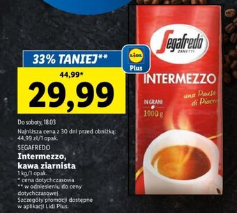 Lidl Segafredo intermezzo, kawa ziarnista 1kg oferta