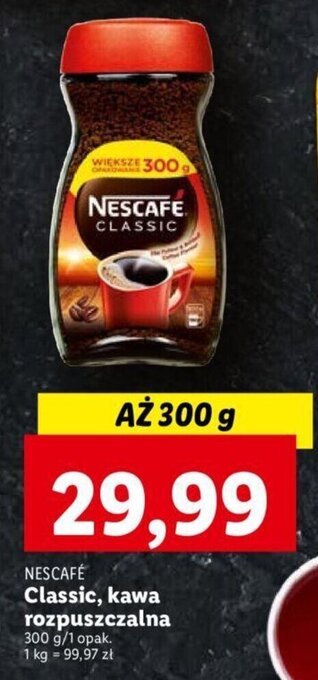 Lidl Nescafe classic, kawa rozpuszczalna 300g oferta