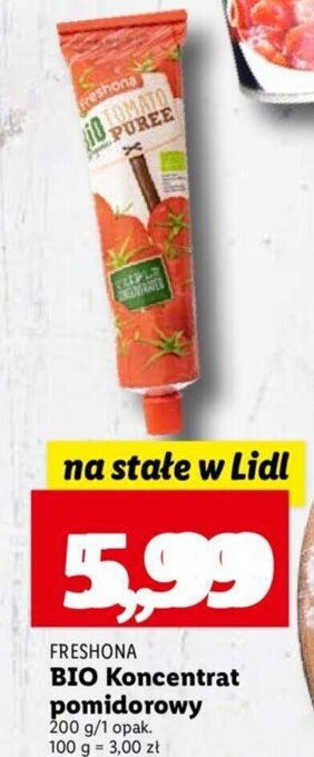 Lidl Freshona bio koncentrat pomidorowy 200g oferta