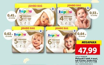 Lidl Lupilu premium pieluszki 3 midi, 4 maxi lub 5 junior jumbo bag oferta