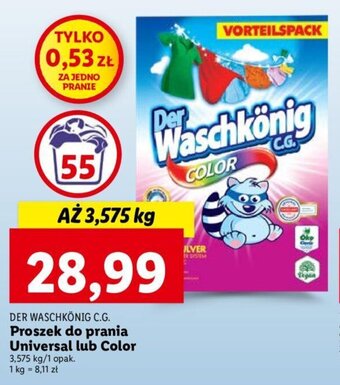 Lidl Der Waschkönig Proszek do prania Universal lub Color 3,575kg oferta