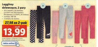 Lidl Legginsy dziewczęce 2 pary oferta