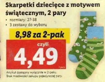 Lidl Skarpetki dziecięce z motywem świątecznym 2 pary oferta