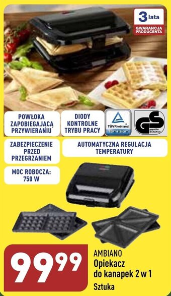 Ambiano Opiekacz do kanapek 2w1