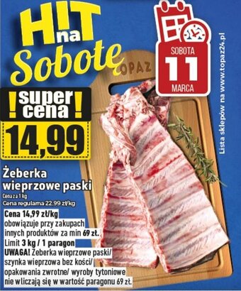 Topaz Żeberka wieprzowe paski 1kg oferta