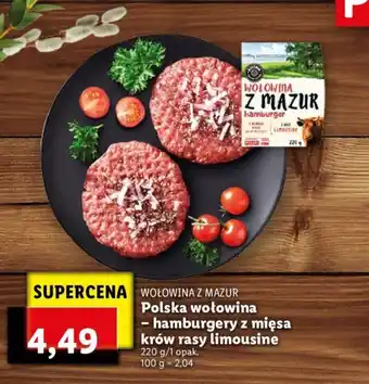 Lidl Polska wołowina, hamburgery z mięsa krów rasy limousine 220g oferta
