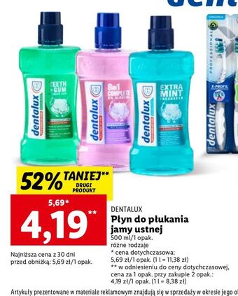 Lidl Płyn do płukania jamy ustnej extra mint dentalux oferta