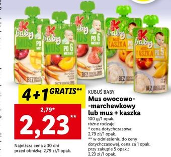 Lidl Mus jabłko-truskawka-marchew kubuś baby oferta