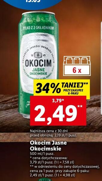 Lidl Piwo okocim jasne okocimskie oferta