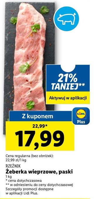 Lidl Żeberka wieprzowe paski rzeźnik codzienna dostawa oferta