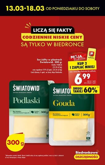 Biedronka Ser gouda plastry światowid oferta