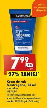 Biedronka Krem do rąk szybko wchłaniający się neutrogena formuła norweska oferta