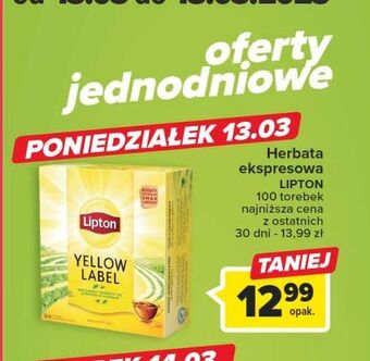 Carrefour Herbata lipton yellow label tea oferta