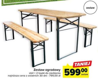 Carrefour Komplet ogrodowy stół + 2 ławki oferta