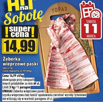 Topaz Żeberka wieprzowe paski 1kg oferta