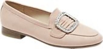 Deichmann Różowe lordsy damskie graceland z błyszczącą klamrą oferta