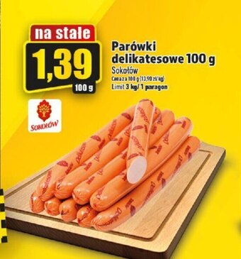 Topaz Sokołów Parówki delikatesowe 100g oferta