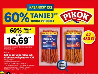 Lidl Kabanosy drobiowe z mięsem wieprzowym pikok oferta