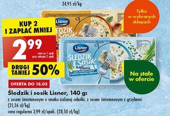 Biedronka Śledź z sosem zieloną cebulką lisner śledzik & sosik oferta