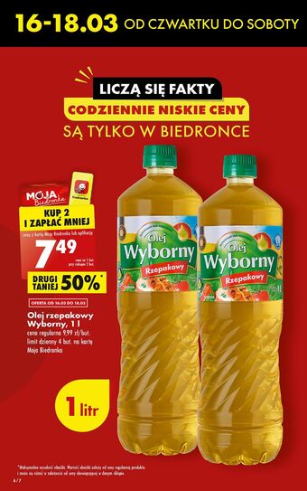 Biedronka Olej rzepakowy wyborny oferta