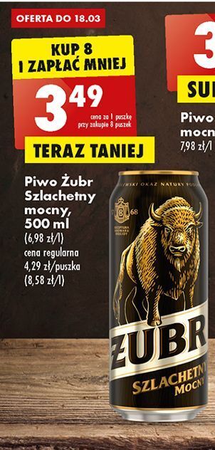 Biedronka Piwo żubr szlachetny mocny oferta