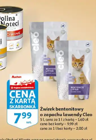 Auchan Żwirek bentonitowy lawendowy cleo oferta