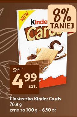 Auchan Herbatniki czekoladowe kinder cards oferta