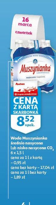 Auchan Woda lekko gazowana muszynianka oferta
