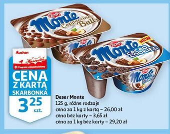 Auchan Deser mleczno-czekoladowy zott monte cacao cookies oferta
