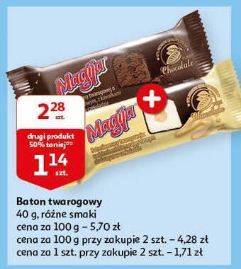 Auchan Batonik z masy twarogowej mlekiem zagęszczonym w polewie kakaowej magija oferta