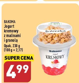 ALDI Jogurt malinowy z granolą bakoma kremowy oferta