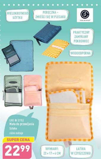 ALDI Mata do przewijania 22 x 17 4 cm live in style oferta