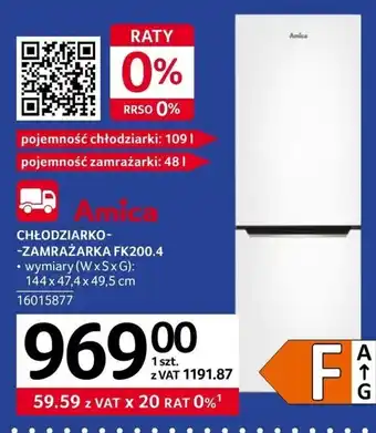 Selgros Amica Chłodziarko-zamrażarka FK200.4 144x47,4x49,5cm oferta