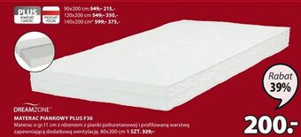 JYSK Materac piankowy plus f30 oferta