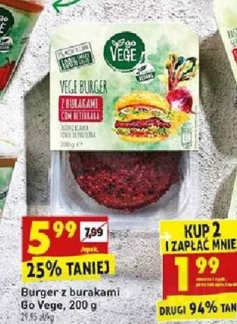 Biedronka Burger z burakami Go Vege 200g oferta