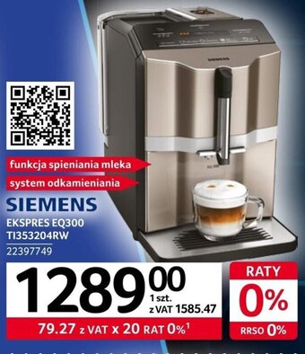 Selgros Siemens Ekspres EQ300 TI353204RW oferta