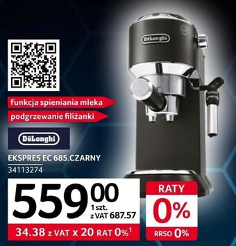 Selgros DeLonghi Ekspres EC 685 czarny oferta