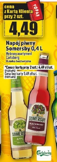 Topaz Carlsberg Napój piwny Somersby 0,4l oferta